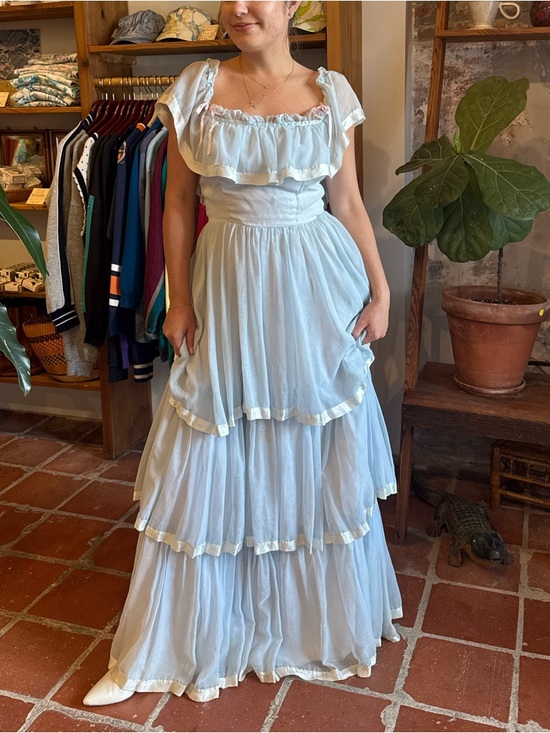Gunne Sax Dresses & Skirts - VTG 70s Made in USA Prairie Southern Belle Dress Princess Gown Tiered Blue